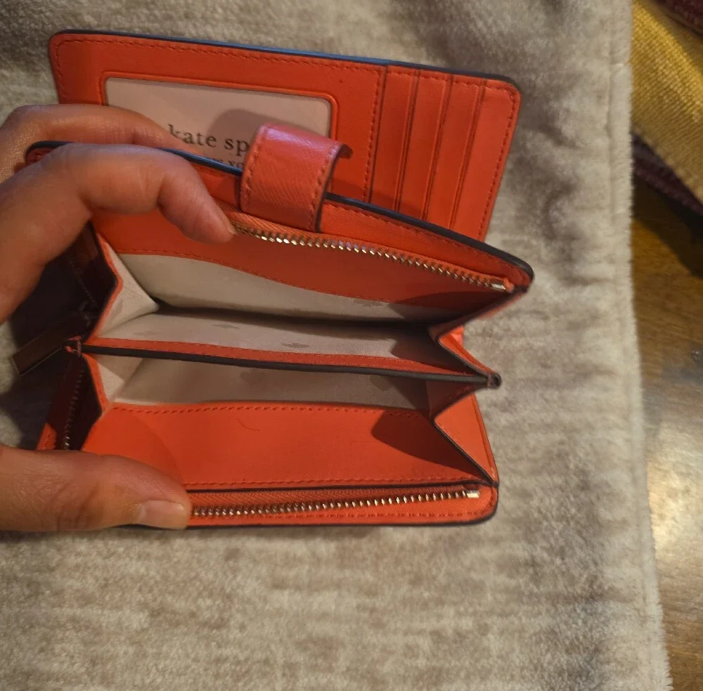 kate spade Orange Saffiano Zip Wallet